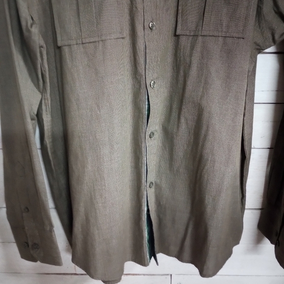 A(2)Z Men's Size XL Button Up Shirt, Contrasting Plaid Cuffs Collar, Casual Fit - Picture 4 of 11